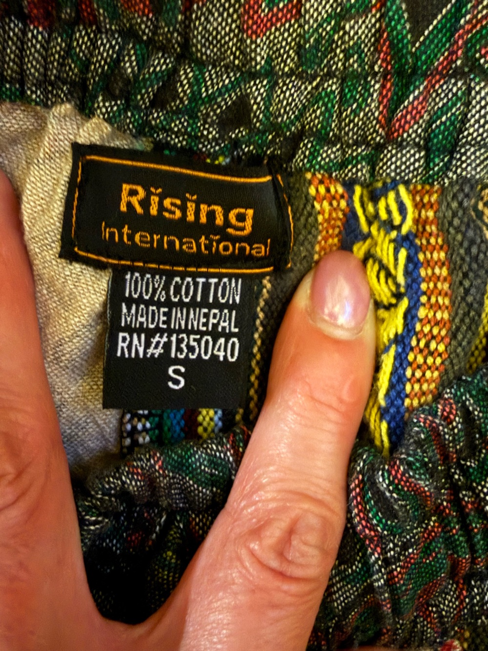 Rising International Patchwork Cargo Pants in Green, Blue, Red, Tan - Picture 8 of 8